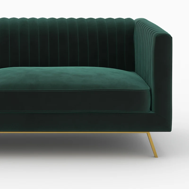 Ensemble canapé et fauteuil Gatsby en velours vert 3 places