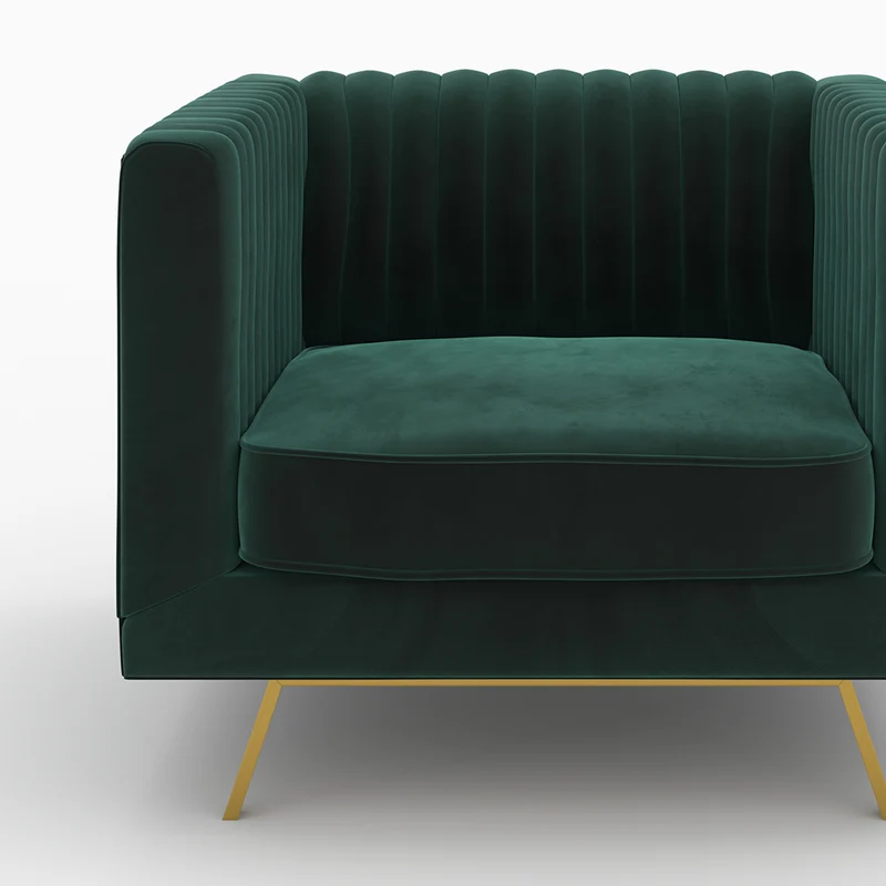 Ensemble canapé et fauteuil Gatsby en velours vert 3 places