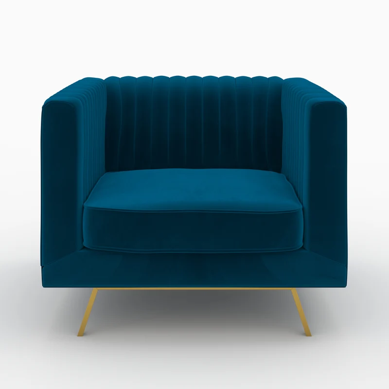 Ensemble canapé et fauteuil Gatsby en velours bleu 3 places
