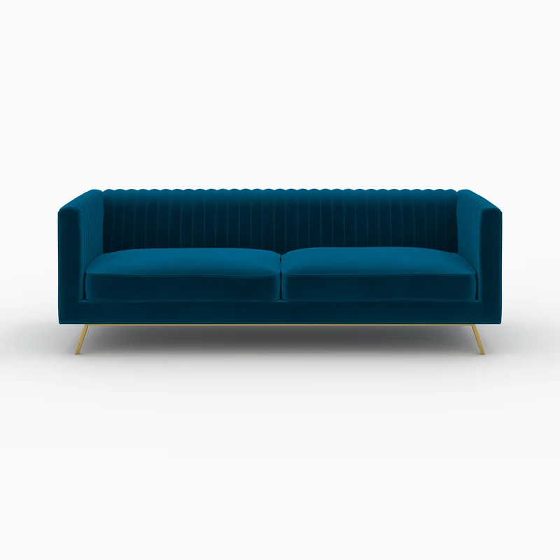 Ensemble canapé et fauteuil Gatsby en velours bleu 3 places