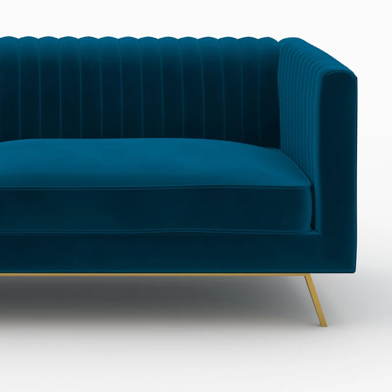 Ensemble canapé et fauteuil Gatsby en velours bleu 3 places