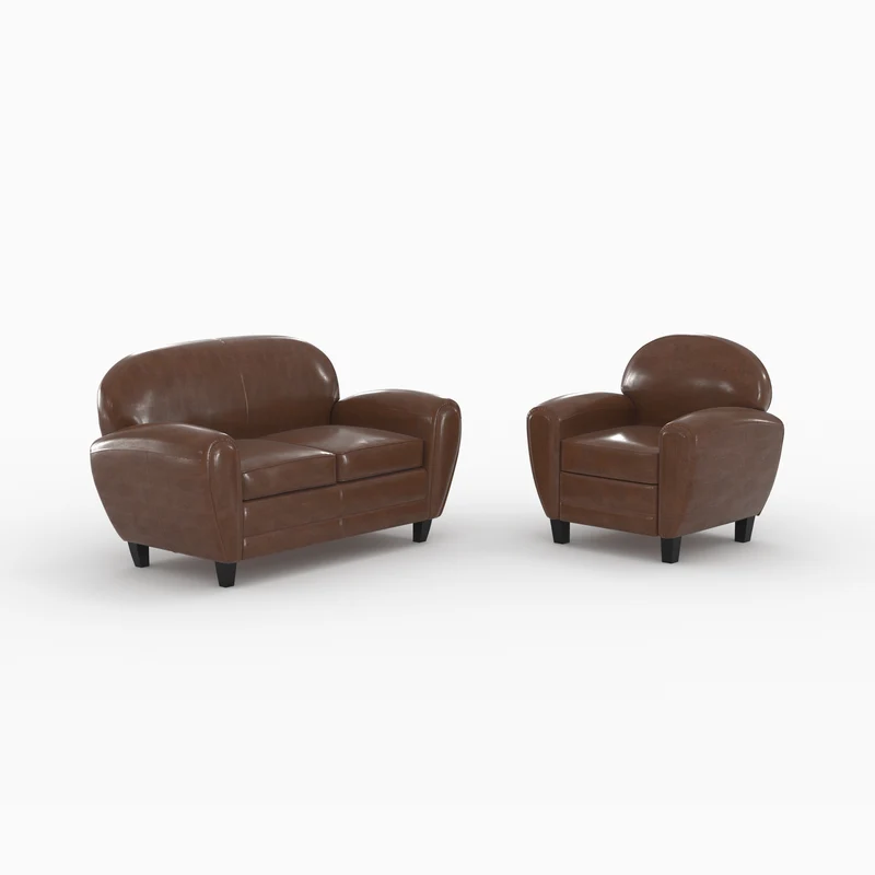 Ensemble canapé et fauteuil Club marron foncé 3 places