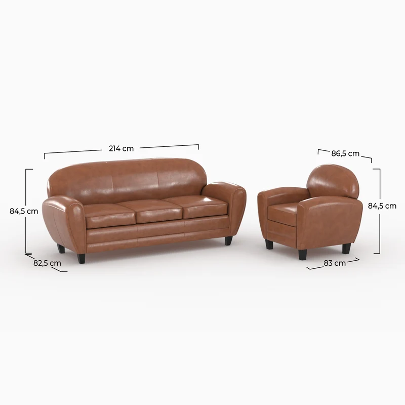 Ensemble canapé et fauteuil Club camel 4 places