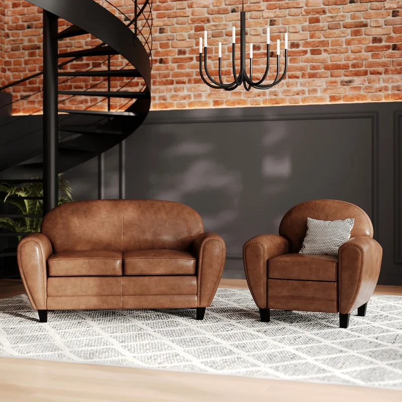 Ensemble canapé et fauteuil Club camel 3 places