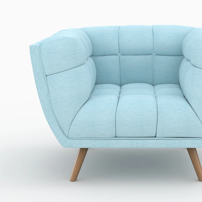 Ensemble canapé et fauteuil Carmen en tissu bleu clair 4 places