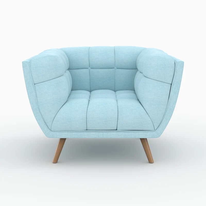 Ensemble canapé et fauteuil Carmen en tissu bleu clair 4 places