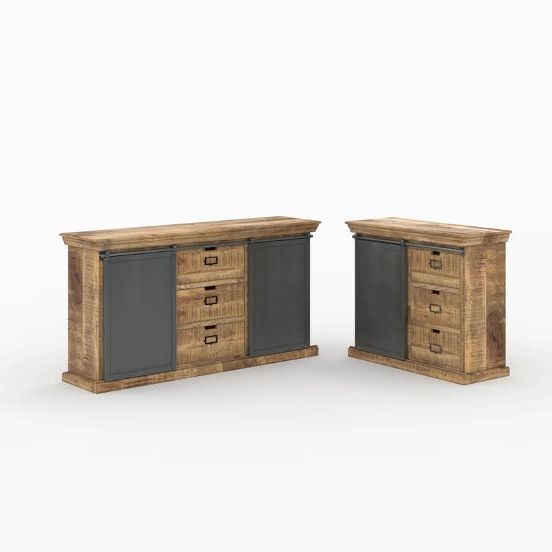 Ensemble 2 buffets Tabuk moyen et petit en bois de manguier