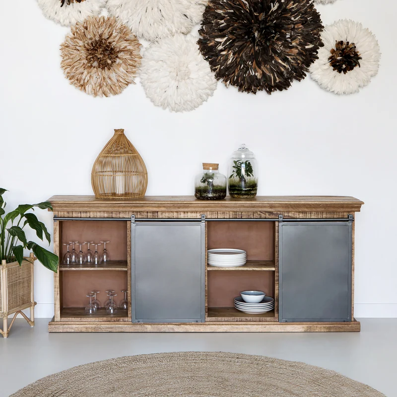 Ensemble 2 buffets grand et petit Tabuk en bois de manguier