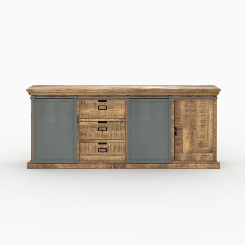 Ensemble 2 buffets grand et petit Tabuk en bois de manguier