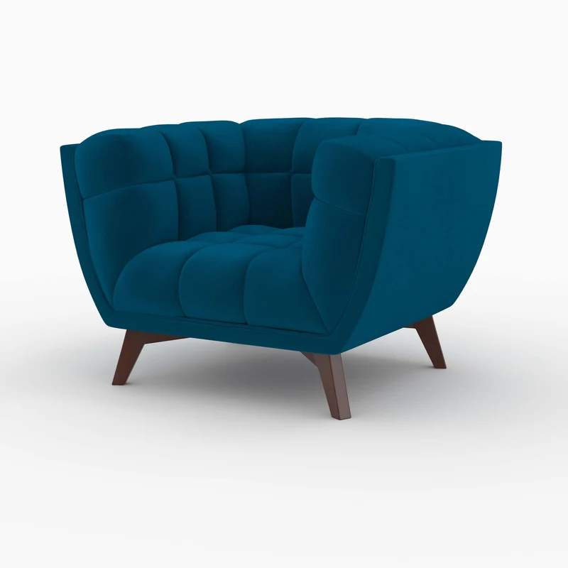 Ensemble canapé et fauteuil en velours bleu Mona 3 places