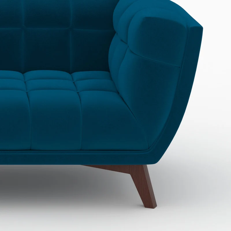 Ensemble canapé et fauteuil en velours bleu Mona 3 places