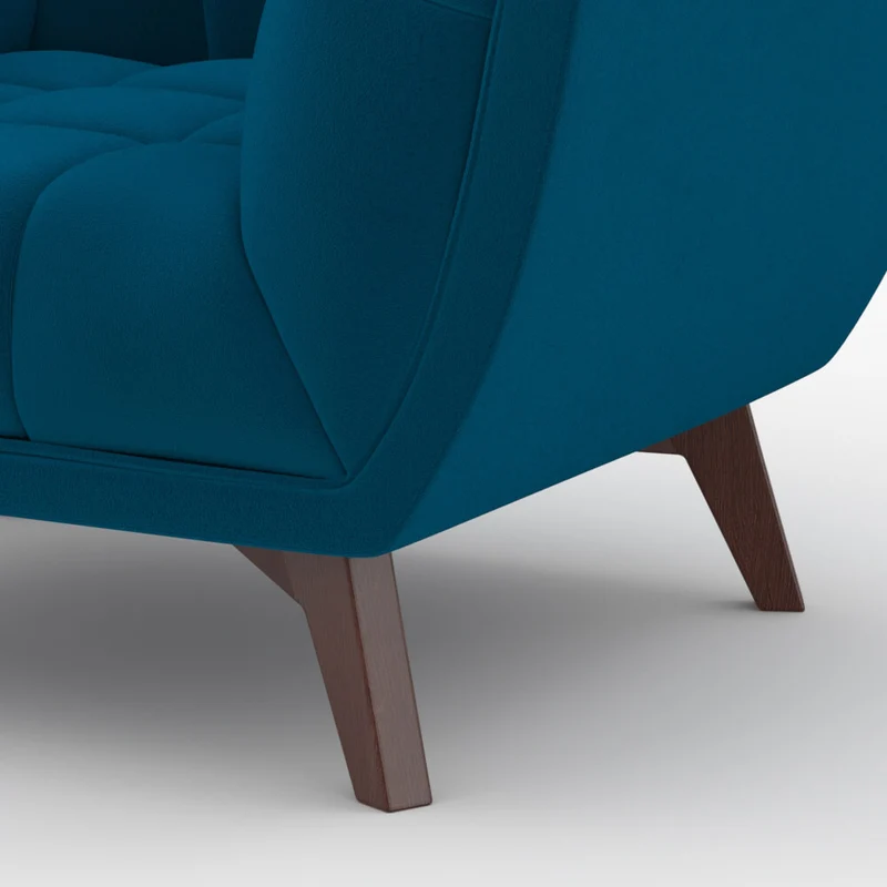 Ensemble canapé et fauteuil en velours bleu Mona 3 places