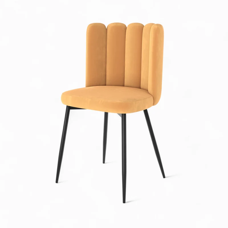 Pack 4 chaises Rosy en velours bleu et jaune