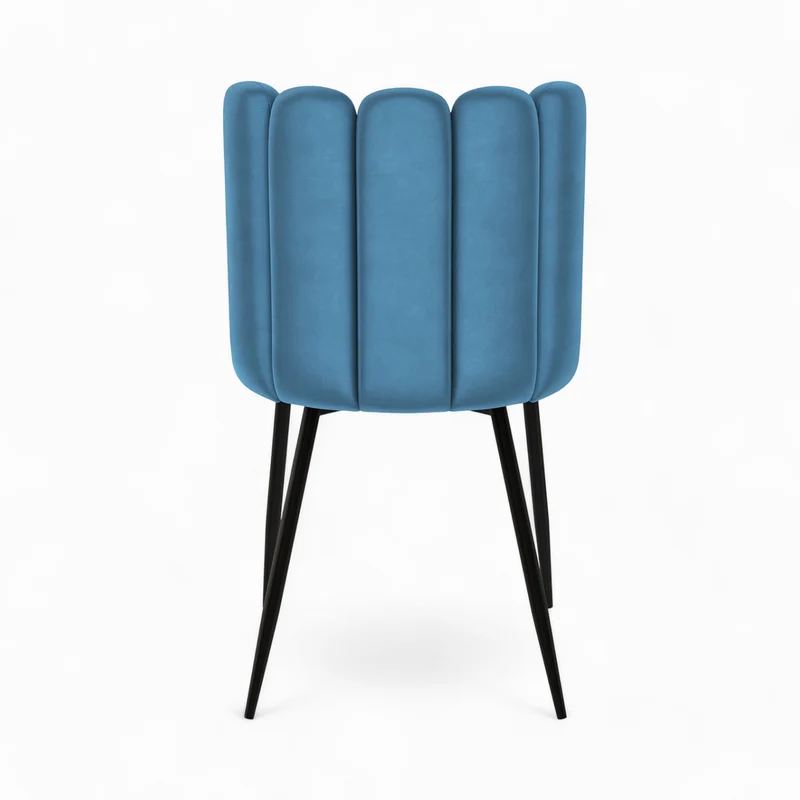 Pack 4 chaises Rosy en velours bleu et jaune