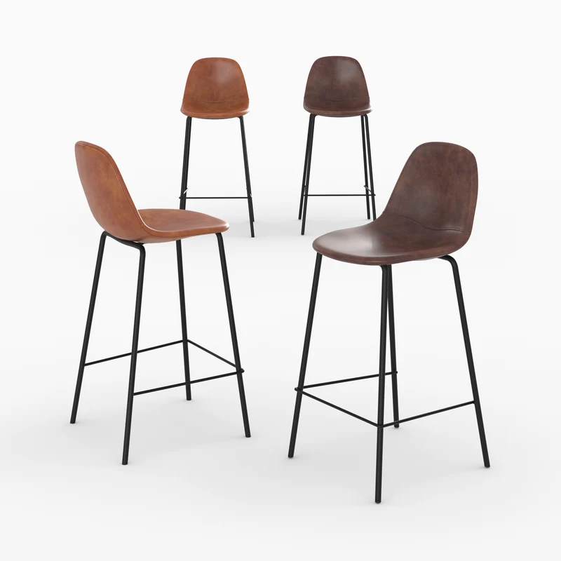 Pack 4 chaises pour îlot central Henrik camel et marron 65 cm