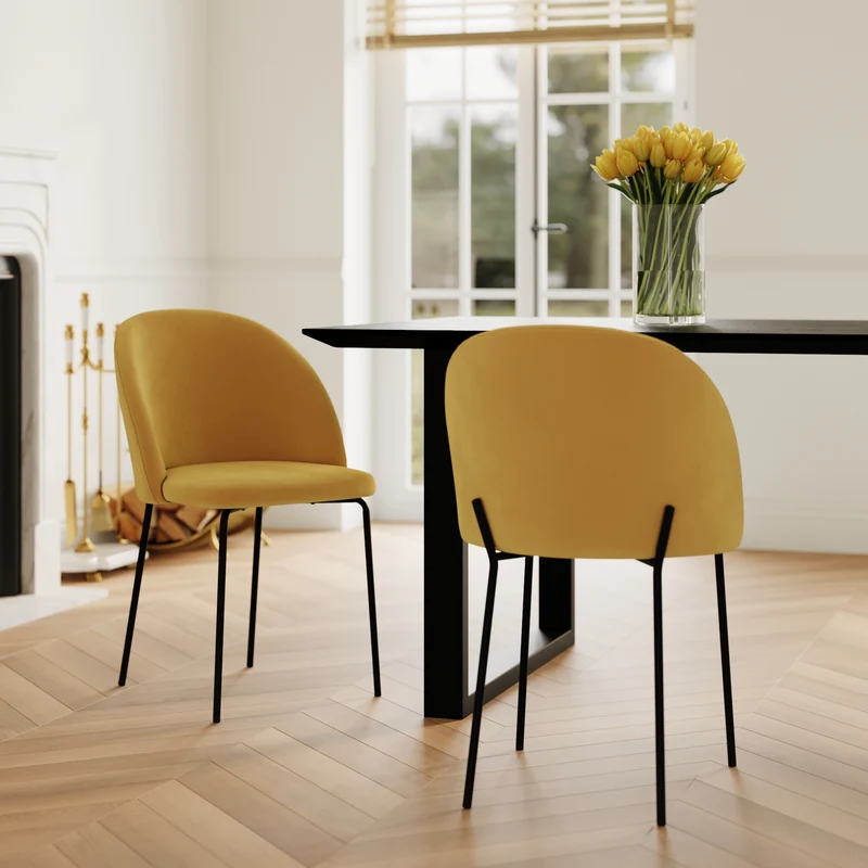 Pack 4 chaises Karl en velours jaune et bleu
