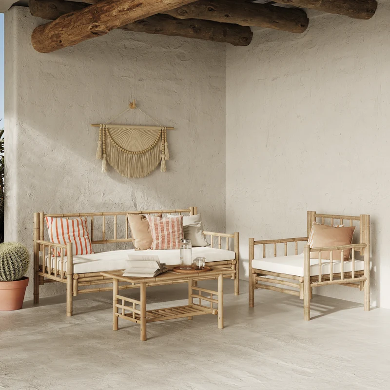 Salon de jardin Vadella 4 personnes en bambou