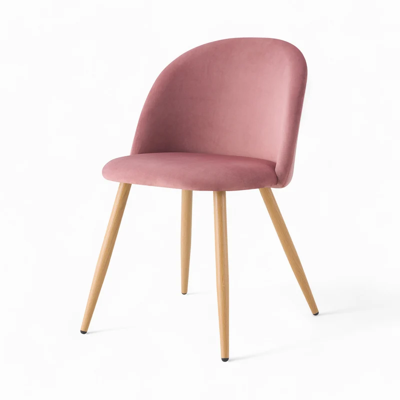 Pack 4 chaises Cozy en velours bleu et rose