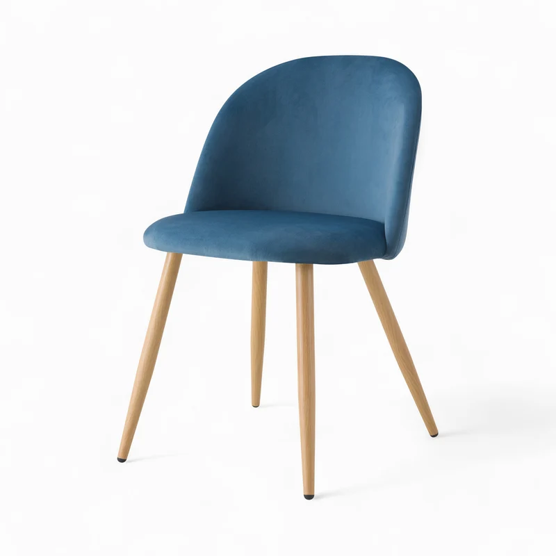 Pack 4 chaises Cozy en velours bleu et rose