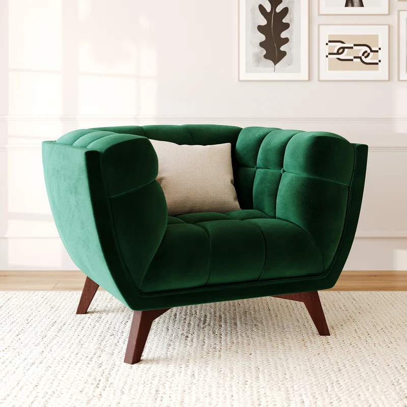 Fauteuil Mona en velours vert foncé
