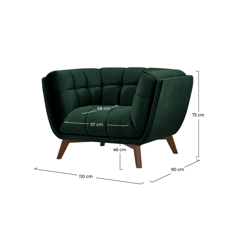 Fauteuil Mona en velours vert foncé