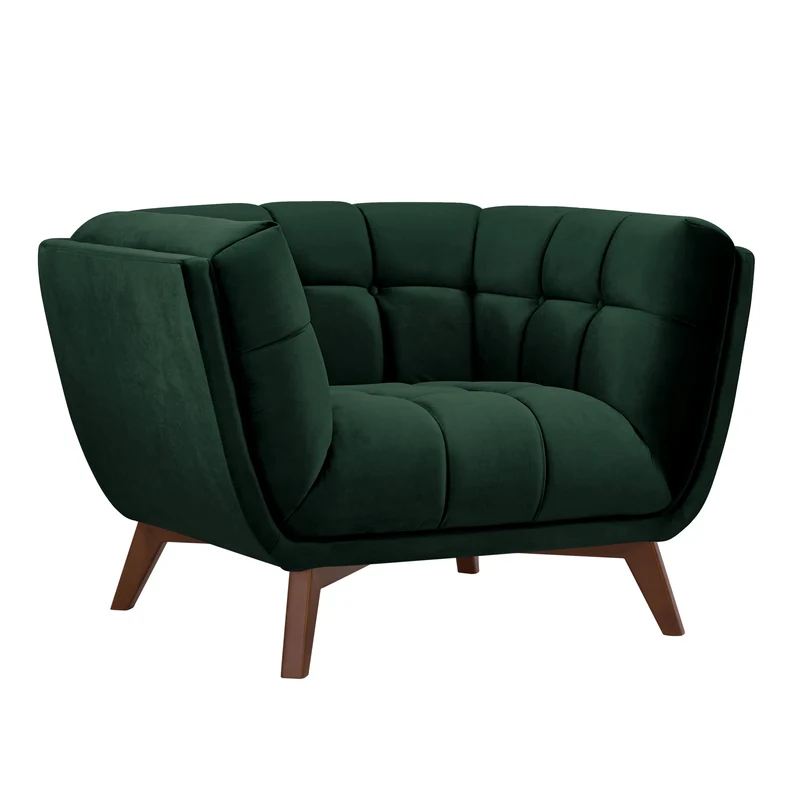 Fauteuil Mona en velours vert foncé