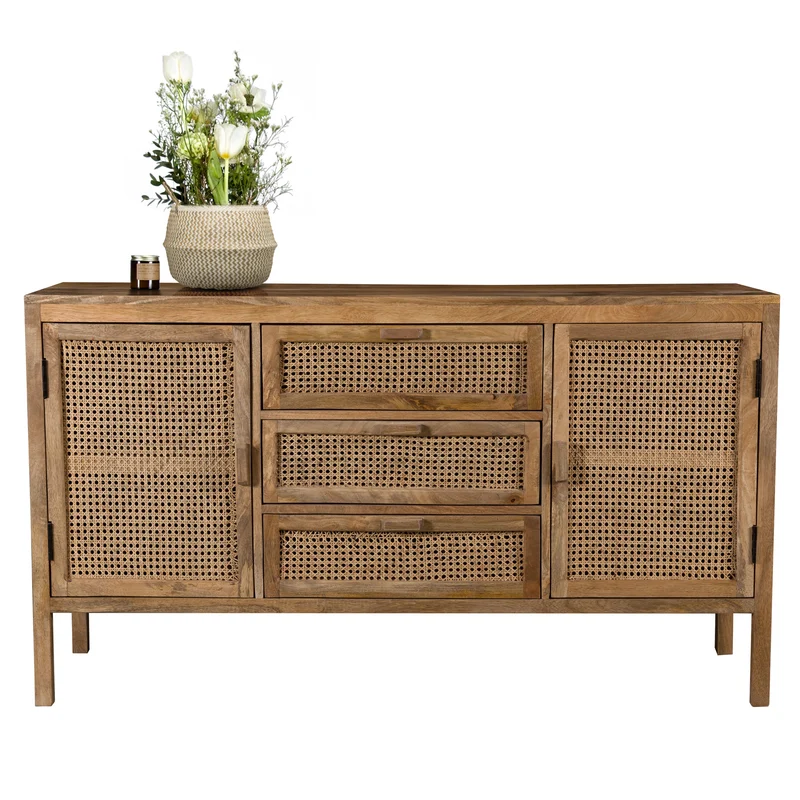 Buffet en cannage Tiki 2 portes 3 tiroirs