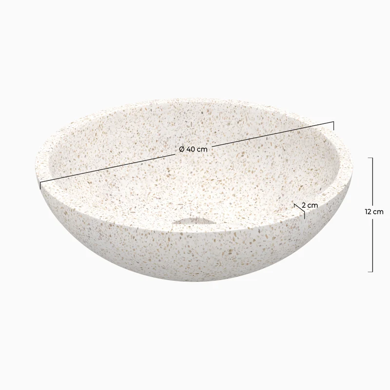 Vasque ronde Lyséa en terrazzo blanc