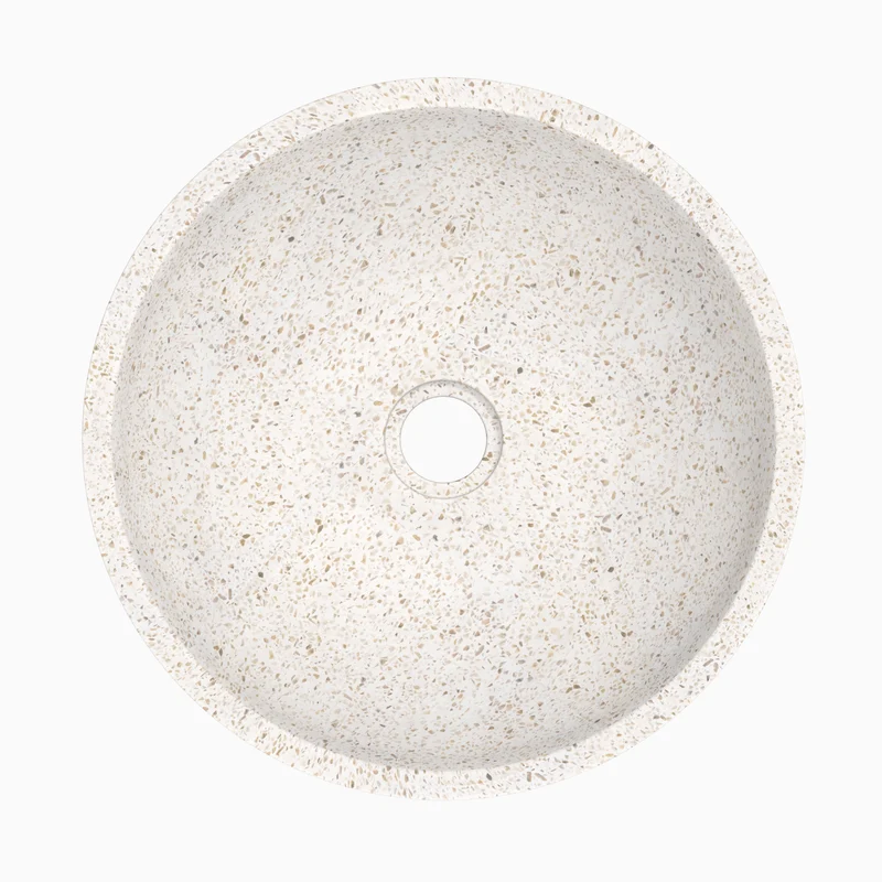 Vasque ronde Lyséa en terrazzo blanc