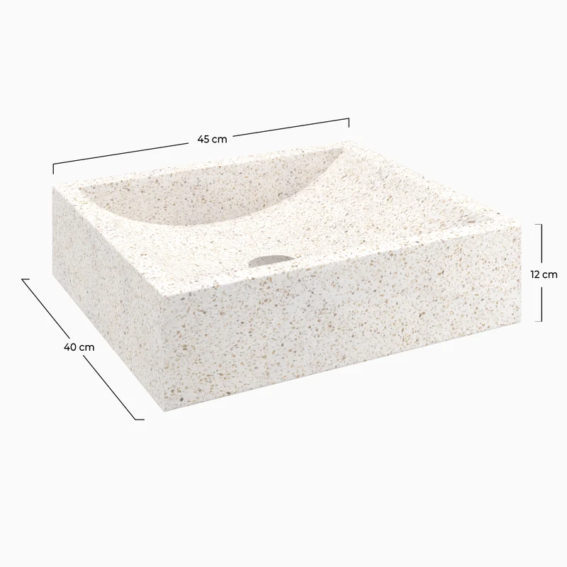 Vasque rectangulaire Lyséa en terrazzo blanc