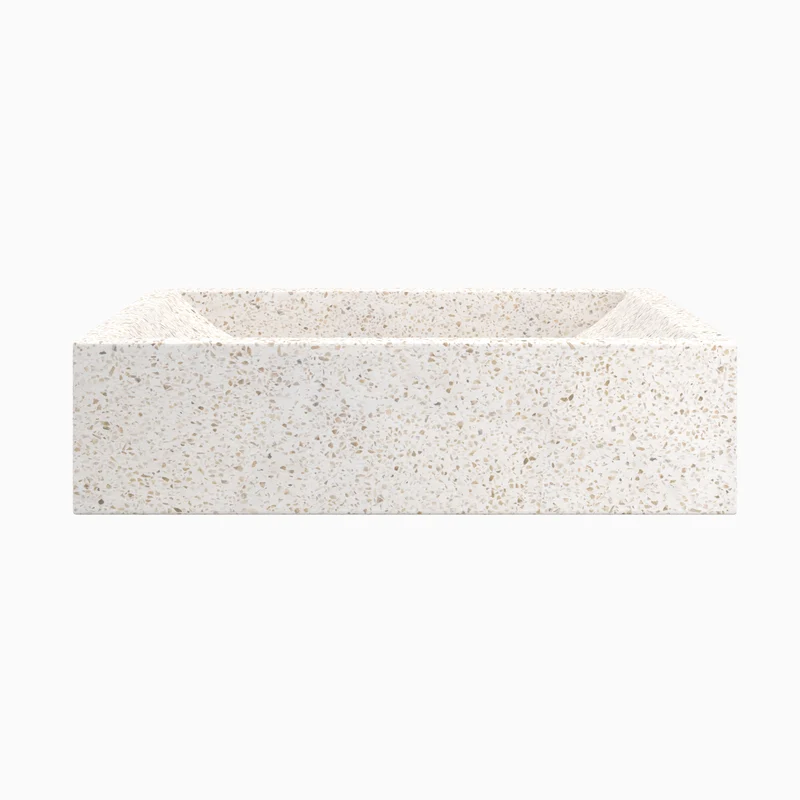 Vasque rectangulaire Lyséa en terrazzo blanc