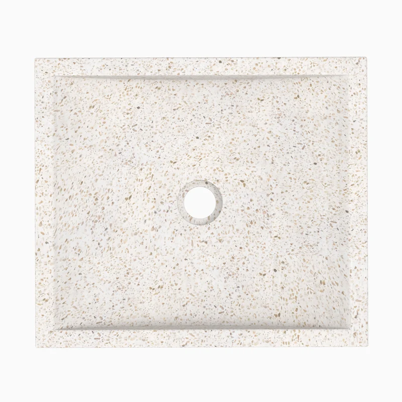 Vasque rectangulaire Lyséa en terrazzo blanc