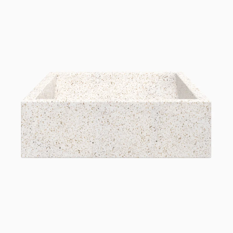 Vasque rectangulaire Lyséa en terrazzo blanc
