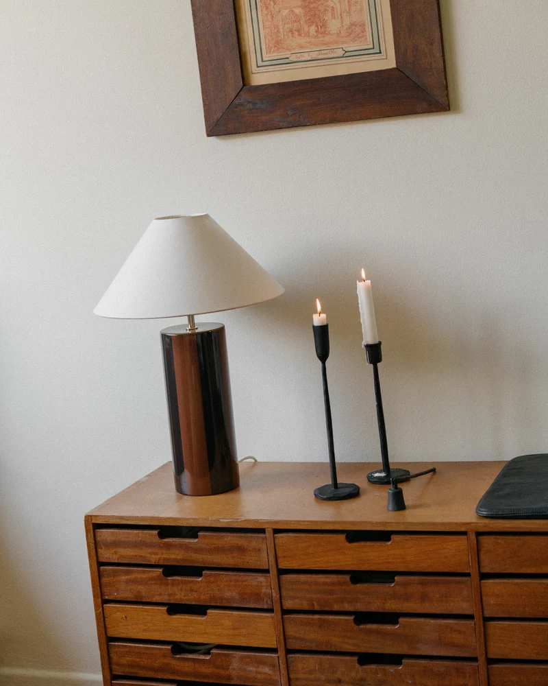 "Ombrellina" Earthenware Table Lamp - Blackberry Syrup & Ginger Bread