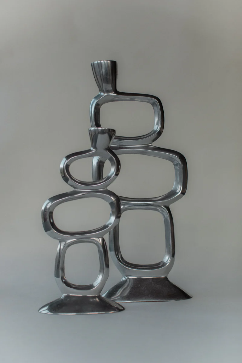 Pair of Brutalist Candleholder by Matthew Hilton 70s