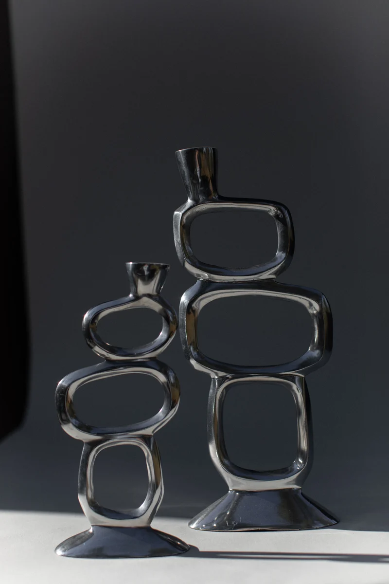 Pair of Brutalist Candleholder by Matthew Hilton 70s
