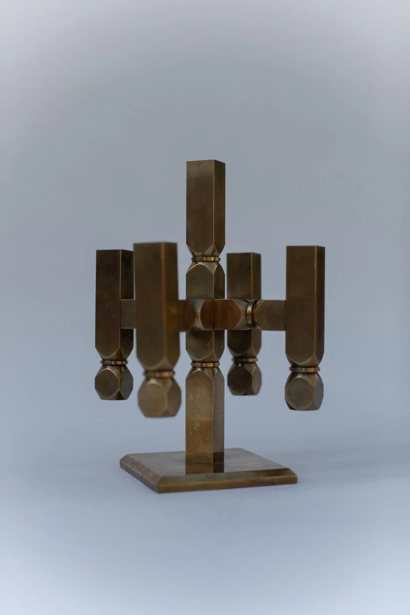 Brutalist Brass Candleholder