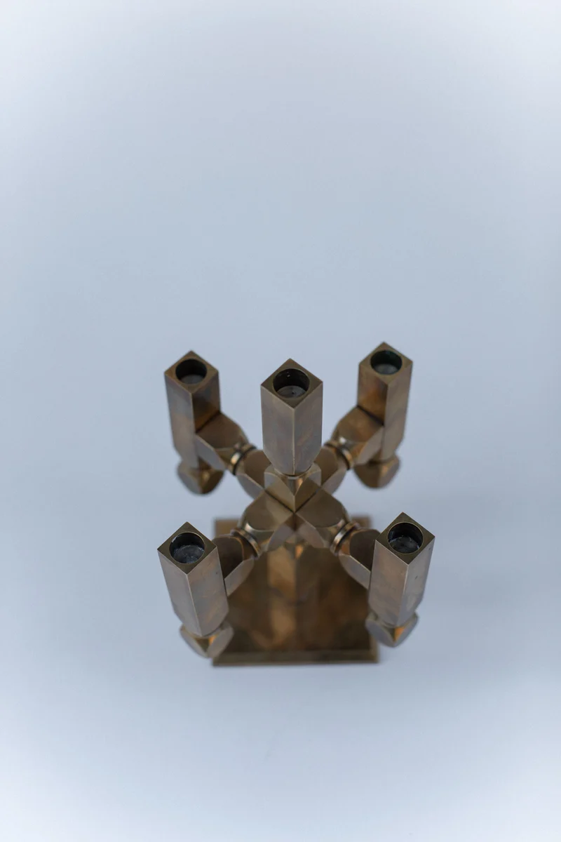 Brutalist Brass Candleholder