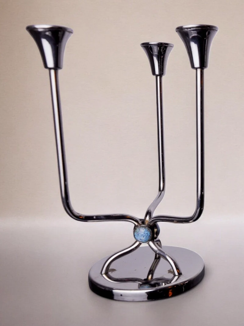 Stainless Steel Candleholder, Spain, 1970s