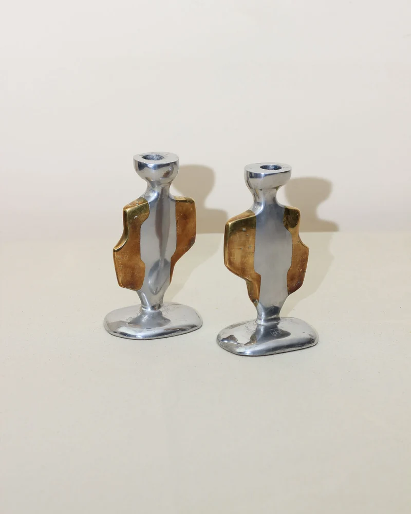 Pair of Brutalist Candleholders