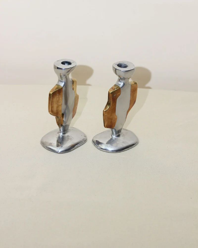 Pair of Brutalist Candleholders