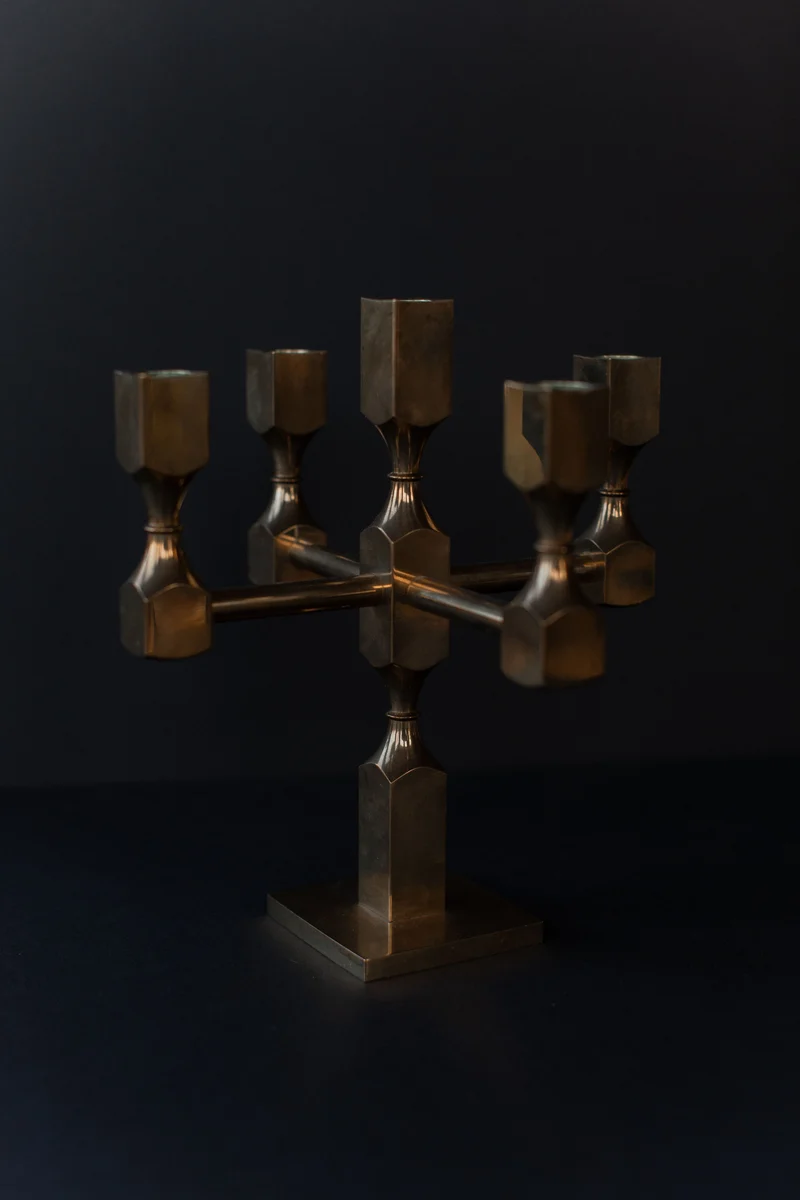 Brutalist Brass Candleholder