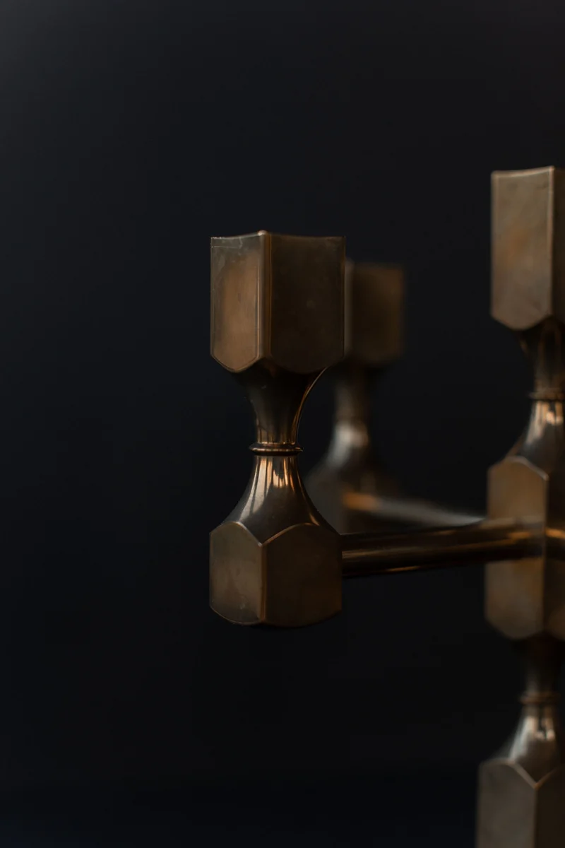 Brutalist Brass Candleholder