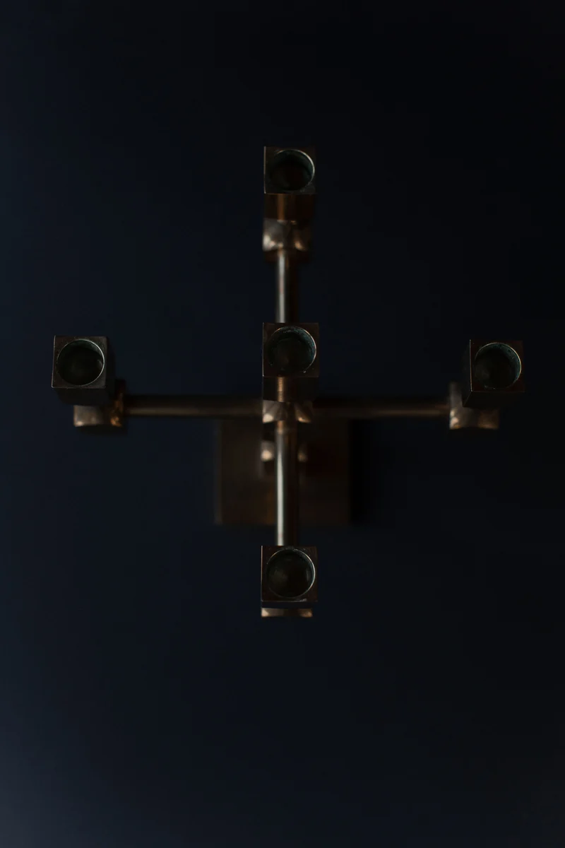 Brutalist Brass Candleholder
