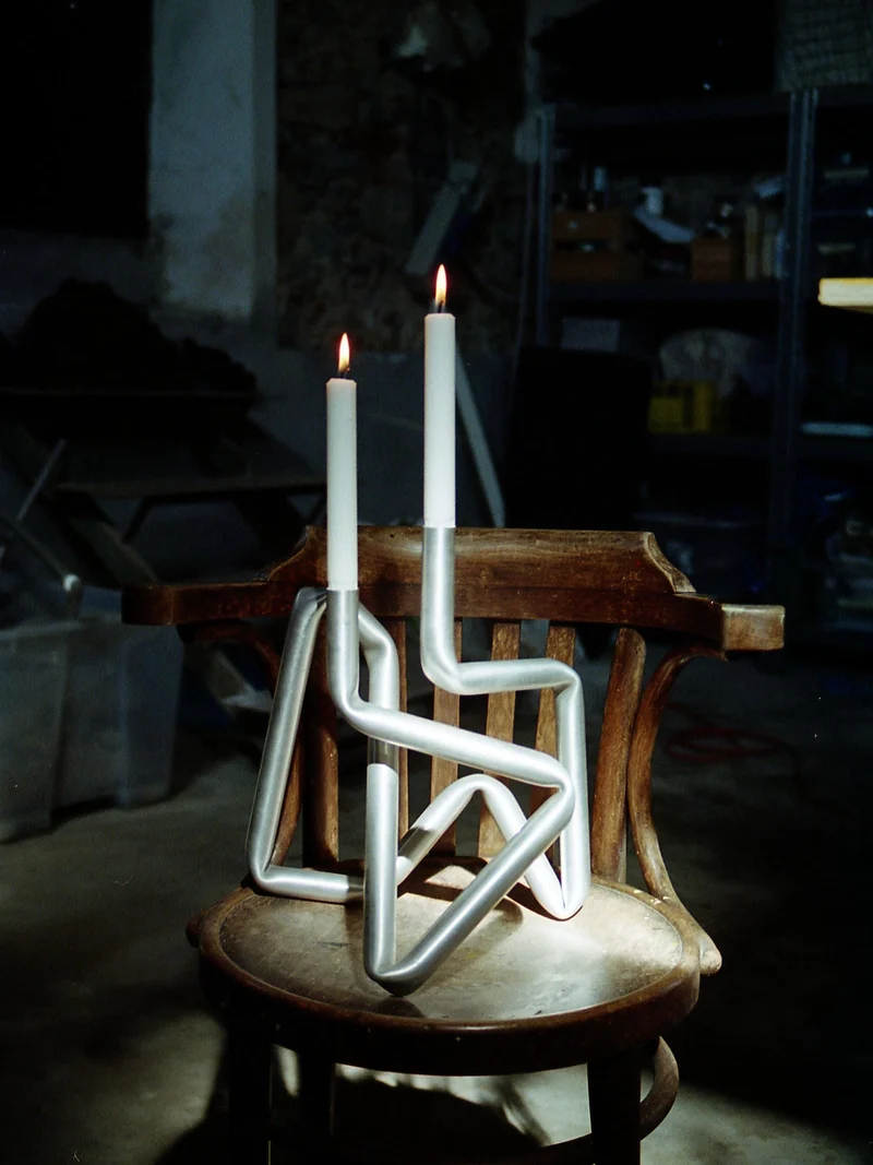 Bucati Candle Holder (brushed aluminium)