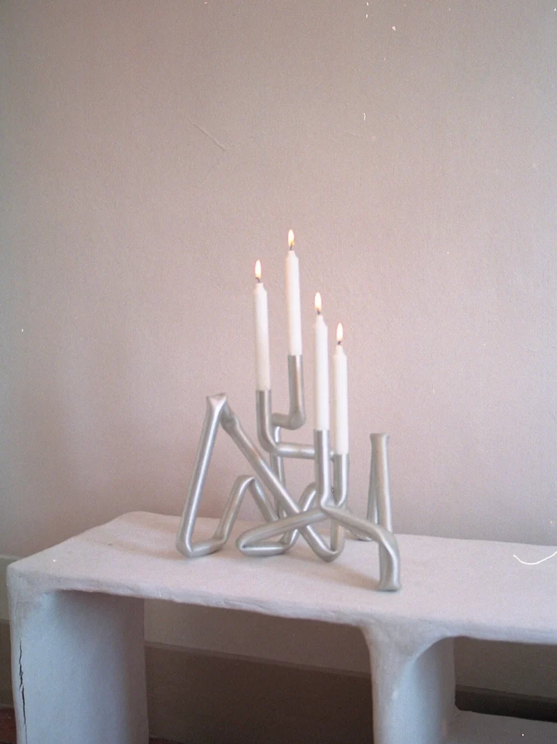 Bucati Candle Holder (brushed aluminium)