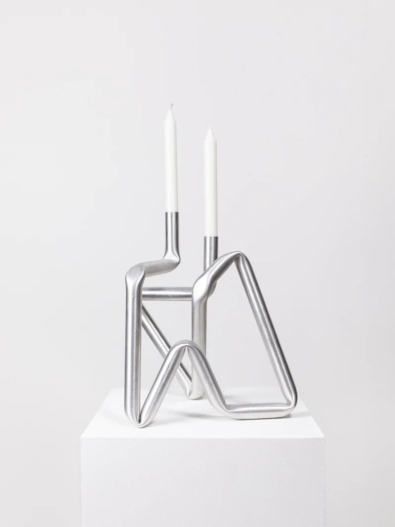 Bucati Candle Holder (brushed aluminium)