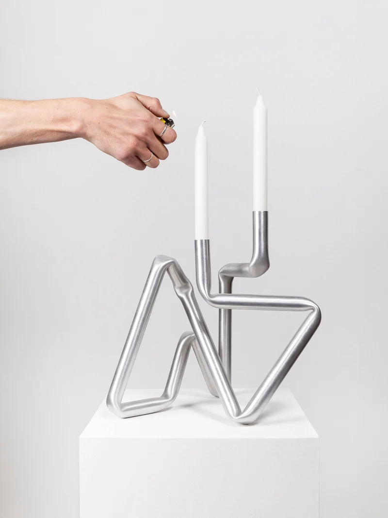 Bucati Candle Holder (brushed aluminium)
