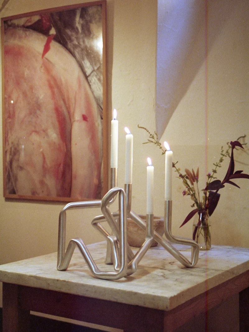 Bucati Candle Holder (brushed aluminium)