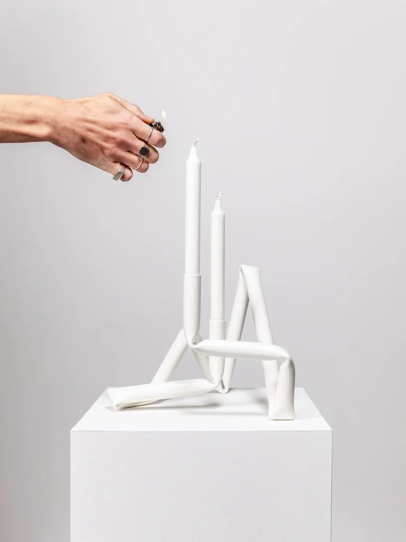 Bucatini candle holder (White)